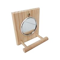 TY-LOPIU Pet Toy, Parrots Mirror with Wooden Frame for Cage Small Birds for Have a Good Time