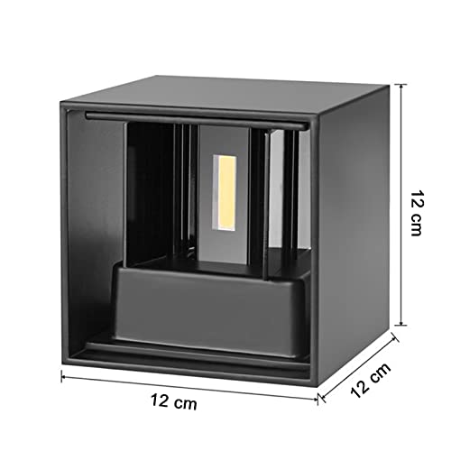 2 Pieces Outdoor Indoor LED Wall Light Modern Black 20 W Warm Light 3000 K LED Wall Lamp IP65 Waterproof Square Aluminium Up and Down Adjustable Design Easy to Install