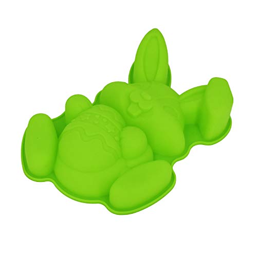 MoldFun Bunny Holding Egg Cake Pan, BPA Free and Non-Stick Rabbit Silicone Bakeware Mold for Baking Easter Day Party Cake Dessert (Random Color) - Thumbnail 3