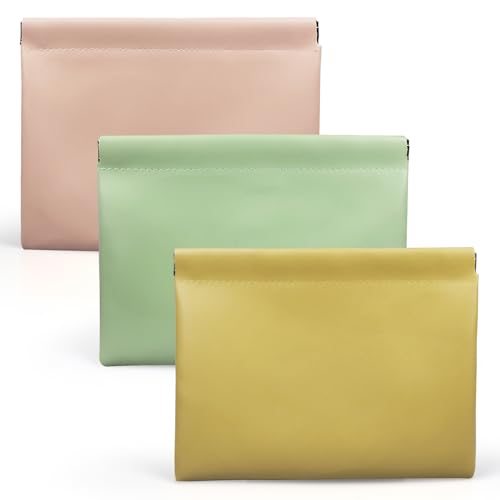 Muswelf 7.09″x5.51″ Small Pouches for Purse, 3PCS Cute Magnetic Mini Makeup Bag, Purse Organizers for Inside Large Storages, Organize Cosmetic, Lipstick, Jewelry,Coins in Women's Handbag