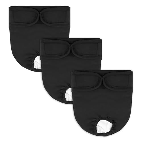 AMFUN 3 Pack Washable Dog Diapers Female, Reusable Dog Diaper, Pet Soft Dogs Nappies, Doged Diapered for Heat Cycle, Incontinence