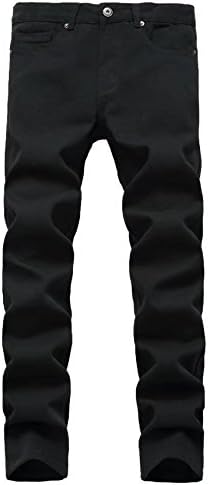 TUNGLUNG Men's Ripped Moto Biker Straight Slim Fit Jeans Pants Broken Holes with Zipped Deco (W40, Black)
