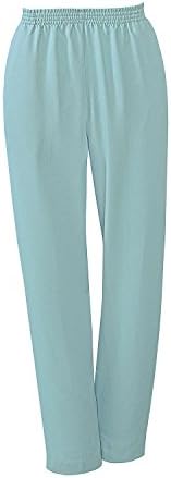 Donnkenny Elastic-Waist Gabardine Pull-On Pants, Sea Glass, 24W - Womens