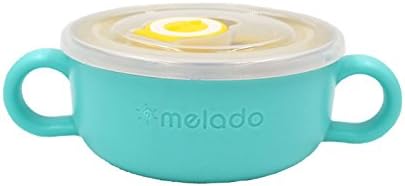 Melado The 1# 0-6 year old baby with stainless steel bowl, children feeding tableware (280ml, Sky blue)