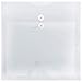 JAM PAPER Plastic Envelopes with Button & String Tie Closure - Large Square - 13 x 13 - Clear - 12/Pack