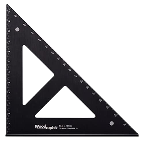 Woodraphic 12 Inch Carpenters Square – CNC Aluminum Right Angle Layout and Marking Tool for Framing, Joinery, and Cabinetmaking in Precision Woodworking