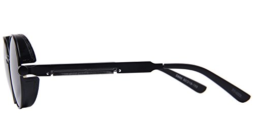 MERRY'S Gothic Steampunk Sunglasses for Women Men Round Lens Metal Frame S567(Black, 46)