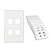 [UL Listed] Cable Matters 10-Pack Low Profile 4-Port Keystone Jack Wall Plate, RJ45 Wall Plate for Keystone Jacks in White