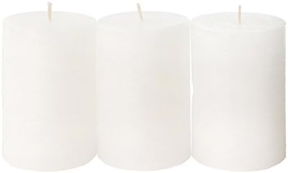 Candle Atelier Silk White 3" x 4.5" Handmade Pillar Candles, Fragrance-free, Set of 3