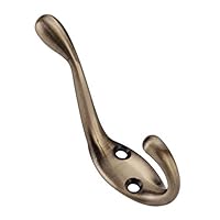 Coat Hooks,Cele Heavy Duty Double Coat Hooks Hardware Wall Mounted Metal Hanging Double Hooks Wall Hooks (Screws Included),Bronze Hooks Hanger-10 Pack