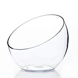 WGV Clear Slant Cut Bowl Glass Vase/Glass Terrarium/Candy Jar, 6" x 2.7" With Microfiber Cloth