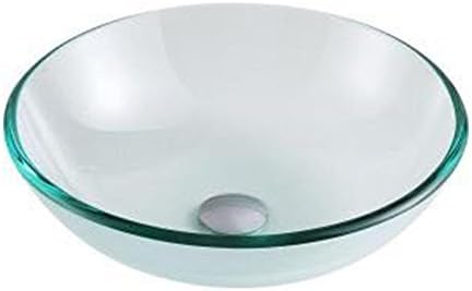 QIERAO Glass Vessel Bathroom Vanity Sink Round Bowl Tempered Glass (Clear color)