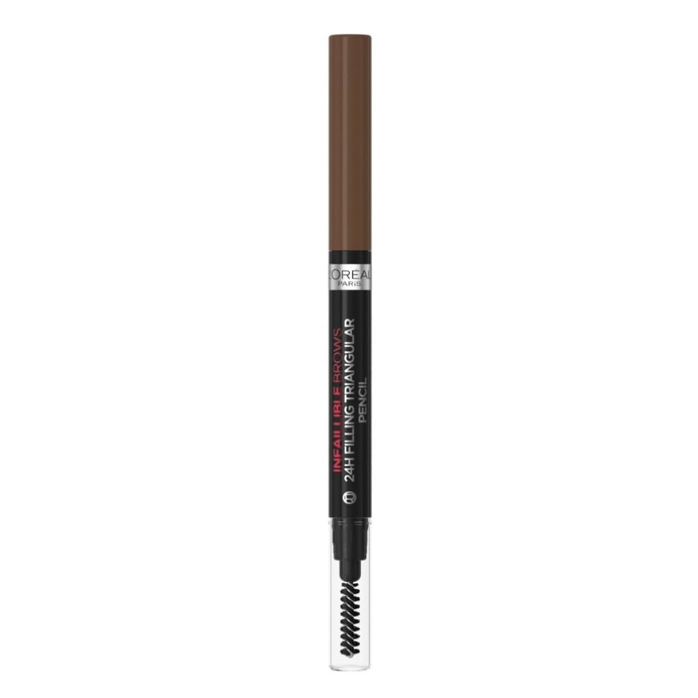 L'Oreal Paris Eyebrow Liner, Brow Filling Triangular Pencil, Natural Matte Finish, With Spoolie Brush, Up to 24H Wear,Defined Fuller Looking Brows, Infallible 24H, 5.0 Brunette