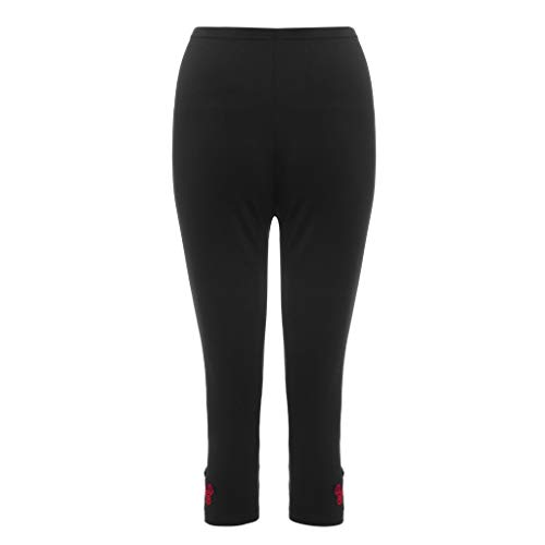TIFENNY Fashion Shorts for Womens Soft Casual Plus Size High Waisted Rose Applique Print Leggings Pants - Thumbnail 5