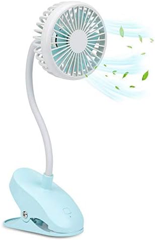 STAJOY Clip On USB Fan Battery Operated Mini Desk Fan with 2000mAh Rechargeable Battery Strong Clamp, Quiet Cooling 360° Rotation, Adjustable Speed Desktop Fan for Home, Office, Baby Stroller
