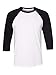 Bella Canvas 3/4-Sleeve Baseball Tee White/Black