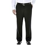 Haggar Men's Big-Tall Premium No Iron Classic Fit Plain Front Pant, Black, 46x32