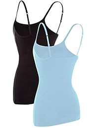 V FOR CITY - Camiseta sólida básica para mujer con sujetador de estante, correa ajustable para Spaghetti