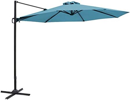C Hopetree 10 Ft Cantilever Offset Outdoor Patio Umbrella With Tilt Aqua Blue Garden Outdoor Amazon Com