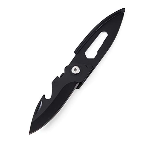 Vosarea 2pcs Mini Multifunction Key Chain Knives Fruit Knife Bottle Opener Folding Blade Pocket Knife Outdoor Camping Survival Tools (Black)