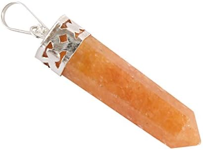 Aatm Natural Chakra Healing Gemstone Charm Pointed Pencil Pendant (Red Quartz)