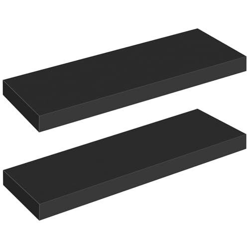 HOOBRO Wandregal, Schweberegal 2er-Set, stabile Wandboards, 60 x 20 x 3,8 cm Hängeregale, mit unsichtbaren Halterungen, für Bad, Schlafzimmer, Küche,