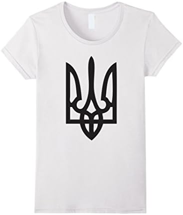 Womens Ukrainian Trident Tryzub Symbol Logo Tshirt Small White