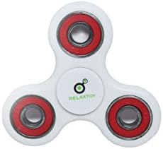 #1 Hand Spinner Fidget Toy White and Red [UPGRADED - Extra Quiet Bearing] Relieving ADHD, Ultra Durable EDC Focus Toy for Kids and Adults, Spin Time 2-4 Min Non-3D Printed
