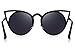 MERRY'S Cat Eye Sunglasses Round Metal Cut-Out Flash Mirror Lens Metal Frame Sun glasses S8064 (Black, 50)
