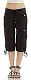 Classic Designs Womens Stretch Poplin Cargo Capri with Fabric Belt