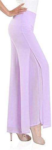 Zalezing Nice Women's Casual Chiffon Palazzo Trousers Culottes Wide Leg Pants Ladies 25 Purple25
