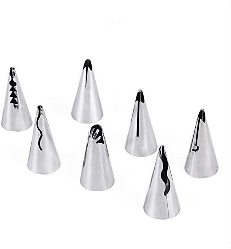 Aoleytech 7 Pieces Cupcake Decorating Tips Piping Tips tainless Steel Ruffle Piping Nozzles Skirt Icing Tips Set Flower Frosting Tips Cake Cupcake Decorating Supplies