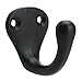 A29 Set of 6 Single Coat Hooks, Heavy Duty Black Wall Hooks, Entryway and Bathroom Hooks for Hats, Towels, Coats, and Robes, Mounted 1 3/4 Inches, Utility Iron, Black Powder Coat Finish