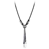 Jane Stone Fashion Black Long Beaded Necklaces Vintage Crystal Tassel Jewelry for Women Girls