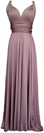 Full Length Convertible Bridesmaids Dress in Light Taupe Brown OS