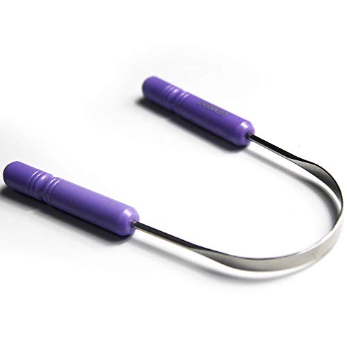 Tongue Scraper Cleaner, Surgical Grade Antibacterial Stainless Steel (Limpiador de lengua de acero inoxidable), Eliminates Bad Breath Halitosis (Colors may vary)