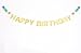 POSHAHOOLIE™ Happy Birthday Banner - Gold Glitter With Pastel Pom Poms - unicorn rainbow ice cream birthday party decorations happy birthday banner