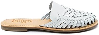 Latigo Womens Hibiscus Leather Closed Toe Slide Flats, White, Size 8.0