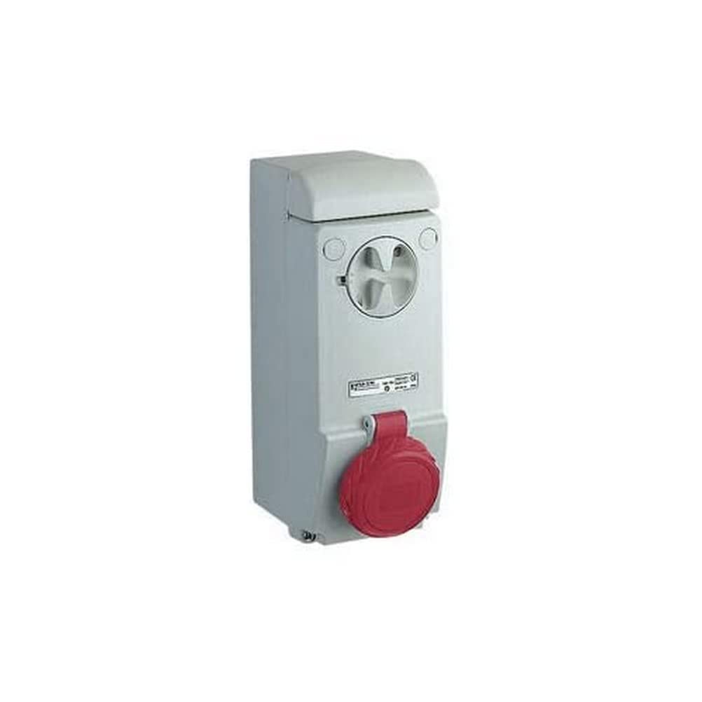 Schneider PKB63P534 Industrial Sockets and Plugs, 4 x 63, TRIPLE, 3P + T IP65 Wall Outlet, White