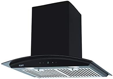 KAFF LIZ DHC 60 Heavy Duty Baffle Filter Auto Clean Curved Glass Kitchen Chimney 60 CM with 1150 m3/hr Suction Capacity, Touch Control, Energy Saving Frosted LED Lights (Black)