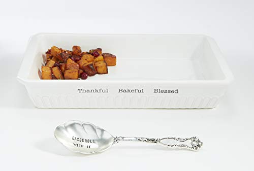 Mud Pie 4801031 Thanksgiving Baker Casserole Dish, One Size, White