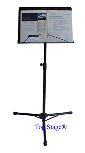 Deluxe Lectern Orchestra Conductor Music Stand with Light & carrying bag - Black (With Light and Carrying Bag)