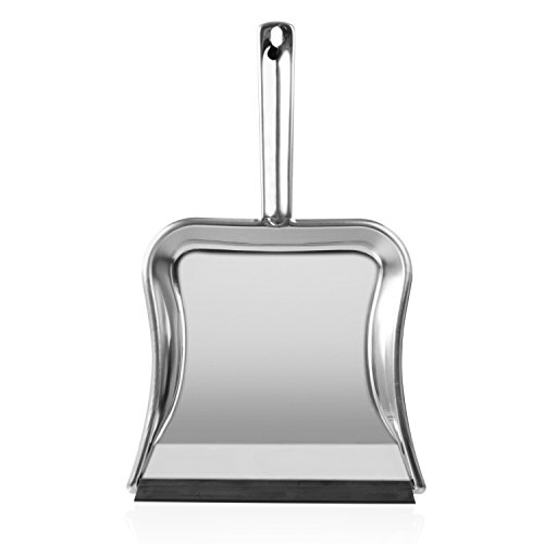 wenco Kehrschaufel mit Gummilippe, Edelstahl, Länge: 38 cm, Silber, 523387