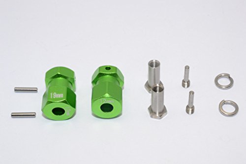 Axial RR10 Bomber Upgrade Parts Aluminum Wheel Hex Adapter (Inner 5mm, Outer 12mm, Thickness 19mm) - 2Pcs Set Green
