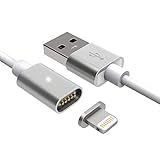 Magnetic Charging Cable for iPhone, Lightning USB Magnet Charger Apple Charge Cord Accessories for  iPhone 5 5S 6 6S Plus 7 7Plus 8 X iPod iPad (Silver)