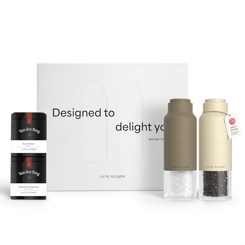 LARS NYSØM Salz- und Pfeffermühlen Set im Flaschendesign - Geschenkset mit 2 Gewürzdosen (Salz & Pfeffer) in eleganter Geschenkbox für Genießer & Küch
