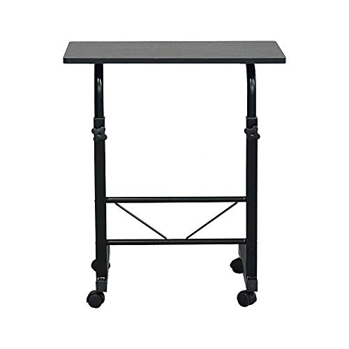 Azadx Side Table, Laptop Stand Adjustable Computer Standing Desk Portable Cart Tray Side Table with 4 Wheels for Bed Sofa Hospital Reading Eating (Black 23.62'' x 15.75'')