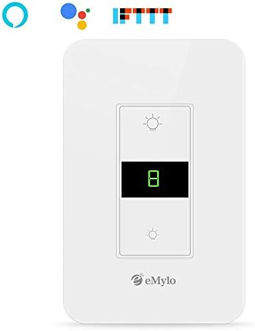 Smart WiFi LED Dimmer Switch eMylo Light Switch Wall Touch Plates Waterproof Timing Tuya APP Remote Contorl Surge Protector for LED&Incandescent Bulb Work with Alexa, Google Assistant and IFTTT