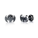 Fashion Earrings Titanium Steel Bat Gold/Black Stud Earrings for Women/Men