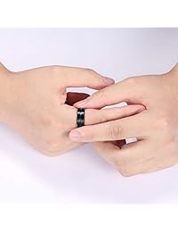 Anillo de tungsteno negro para hombre de 0.157 in, 0.236 in, 0.315 in, con ranura fina azul dorado negro biselado, ajuste cómodo, tamaño 6   14